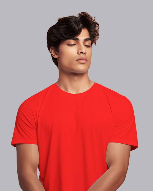 Red Premium Plain T-Shirt By SkyRein