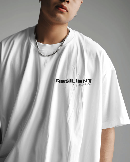 Resilient White Oversized T-Shirt By SkyRein