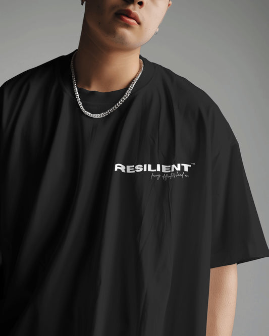 Resilient black Oversized T-Shirt By SkyRein