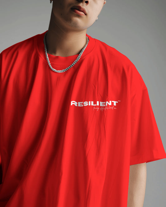 Resilient Red Oversized T-Shirt By SkyRein
