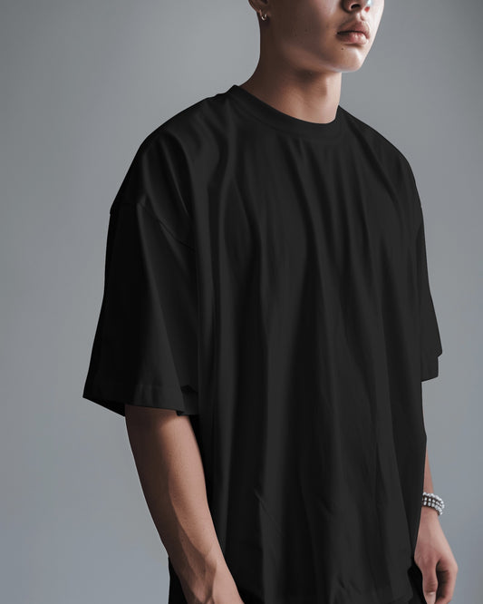 Solids Black Oversized T-Shirts By SkyRein