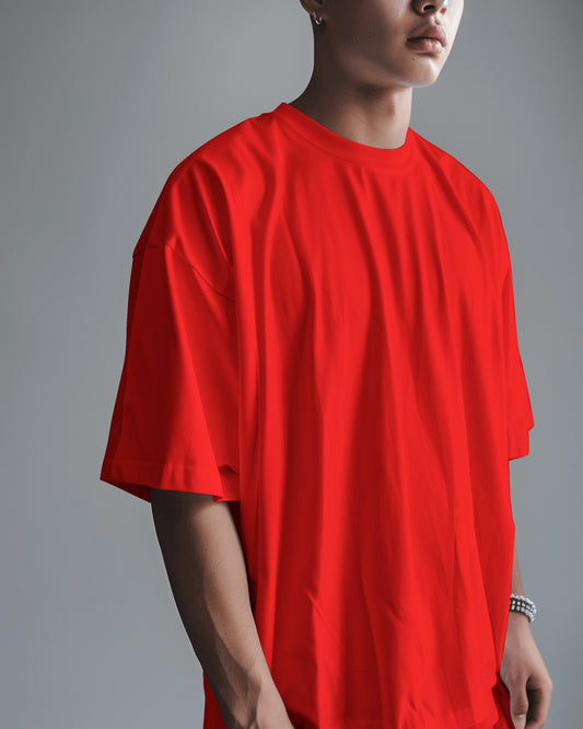 Solids Red Oversized T-Shirts By SkyRein