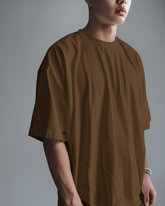 Solids Brown Oversized T-Shirts By SkyRein