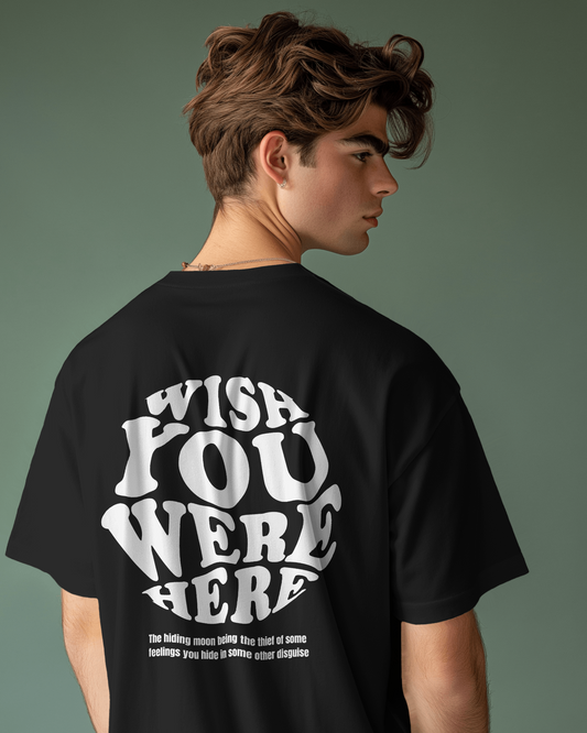 Wish You Were Here black Oversized T-Shirt By SkyRein